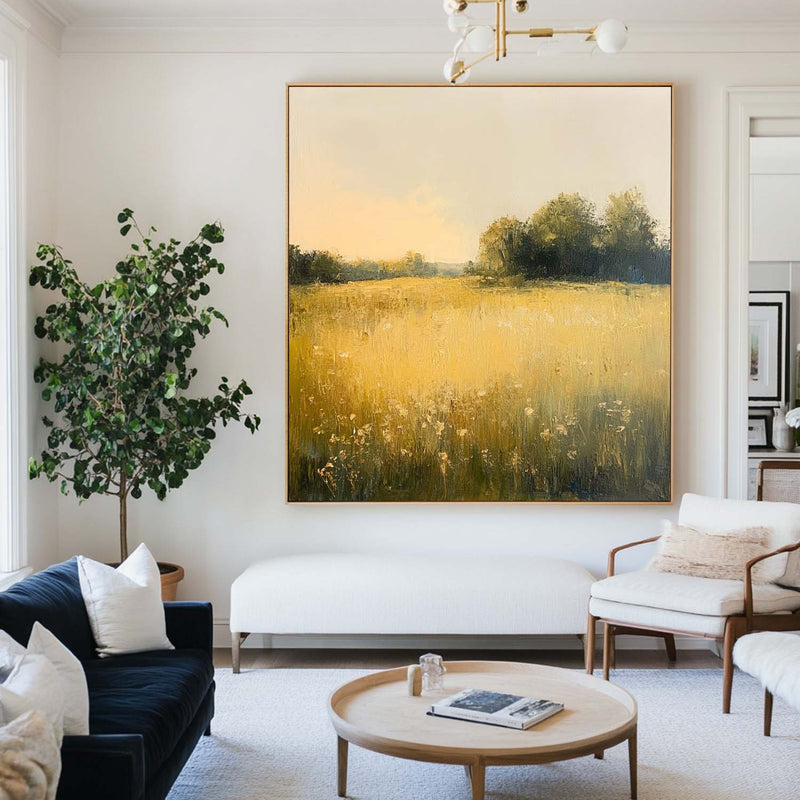 Green Field Painting Large Green Fields Wall Art Large Landscape Art Modern Fine Art For Livingroom