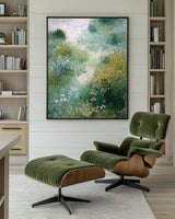 Green Landscape Handmade Painting | Minimalist Vertical Wall Art | ArtExplore