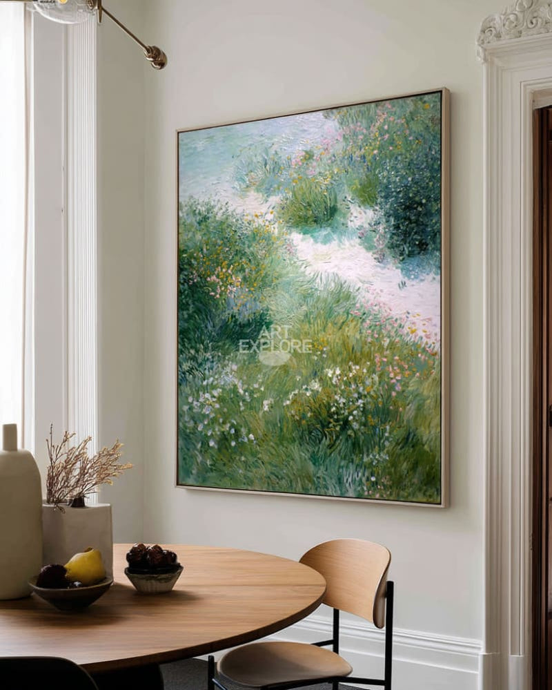 Modern Green Landscape Wall Art | Textured Oil Painting for Large Space | ArtExplore
