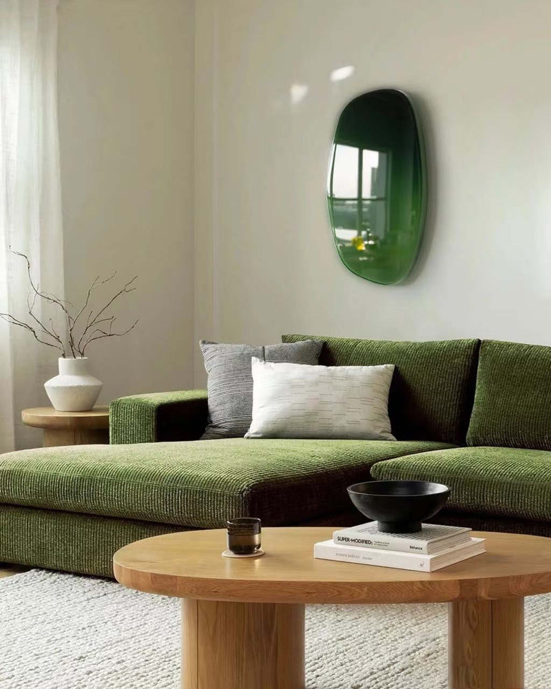 Green Mixed Media Art Modern Emerald Irregular Oval Resin Wall Art Original Mixed Media Art