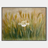 Green Reed Landscape Wall Art for Large Spaces – Handmade by ArtExplore