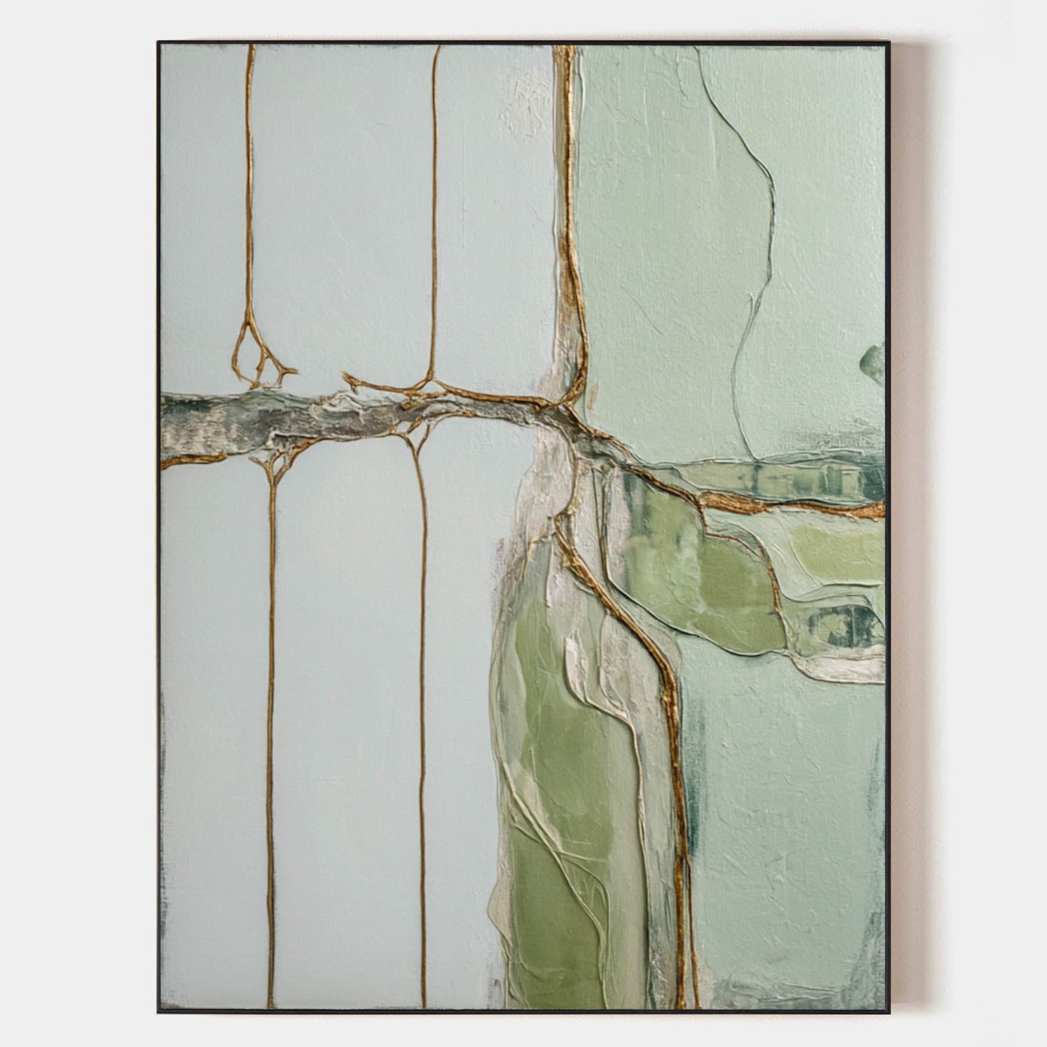 Green Texture Canvas Painting Wabi-sabi Sage Color Wall Art Large Abstract Minimalist Wall Art