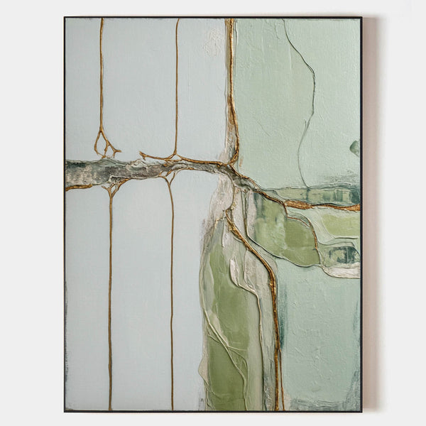 Green Texture Canvas Painting Wabi-sabi Sage Color Wall Art Large Abstract Minimalist Wall Art