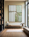 Green Texture Canvas Painting Wabi-sabi Sage Color Wall Art Large Abstract Minimalist Wall Art