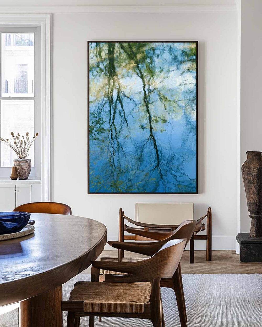 Green Tree Reflections Canvas – Handmade Impressionist Wall Art for Modern Interiors