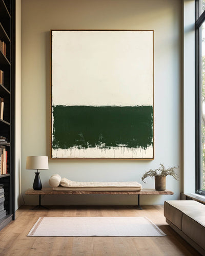 Modern Green White Canvas Art Green Texture Wall Art Green Wabi-sabi Canvas Art Minimalist Wall Art