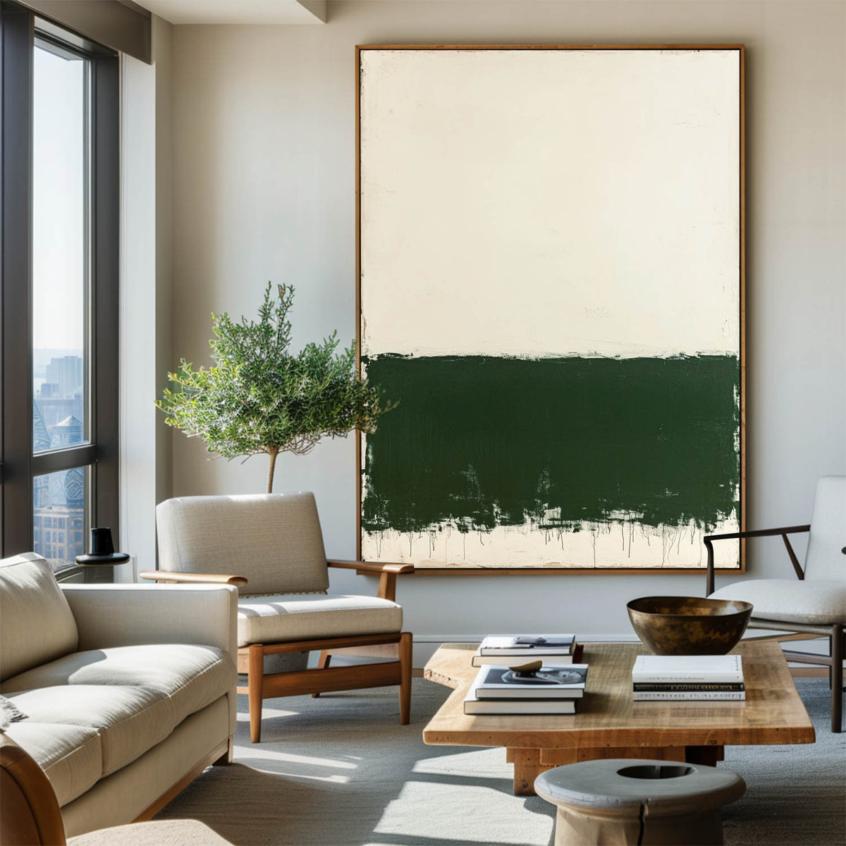 Modern Green White Canvas Art Green Texture Wall Art Green Wabi-sabi Canvas Art Minimalist Wall Art