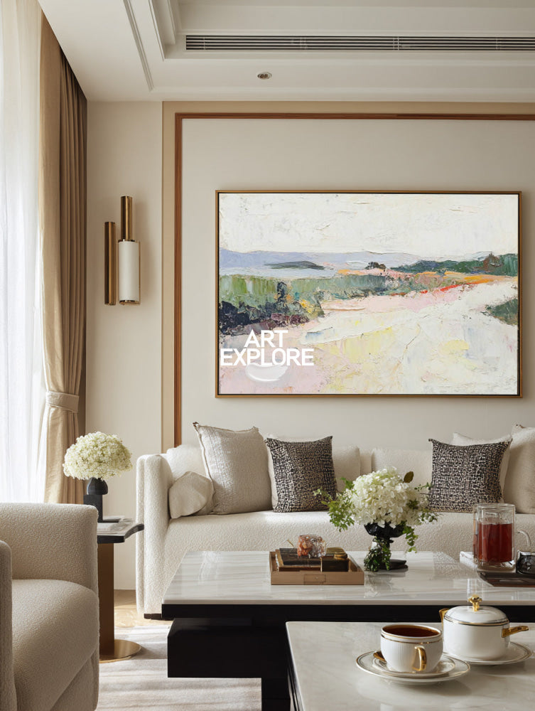 Hand-Painted Impressionist Nature Canvas Large Relief Art