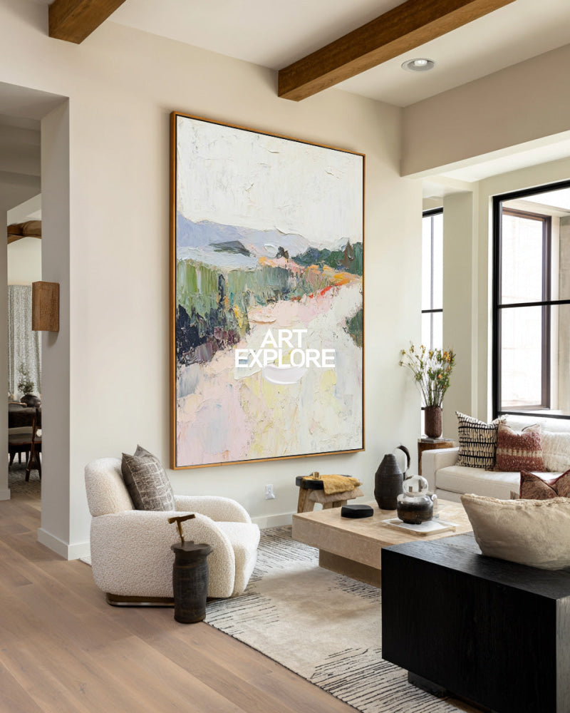Hand-Painted Modern Impressionist Nature Canvas Large Relief Art