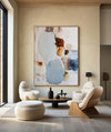 Hand-Painted Sky Blue Abstract Canvas – Vertical Layout Modern Minimalist Wall Decor