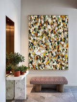 Hand-Painted Stippled Canvas Large Mustard & Ochre Wall Decor