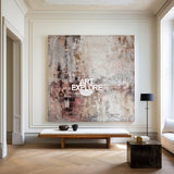 Handmade Abstract Texture Art, Large Brown Square Canvas for Cozy Decor ArtExplore
