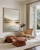 Handmade Beige Lake Scenery Abstract Art Large Minimalist Oil Decor ArtExplore