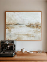 Handmade Beige Texture Painting | Large Cozy Wabi-Sabi Horizontal ArtExplore