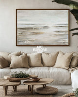 Handmade Beige Textured Art | Large Monochrome Horizontal Canvas ArtExplore