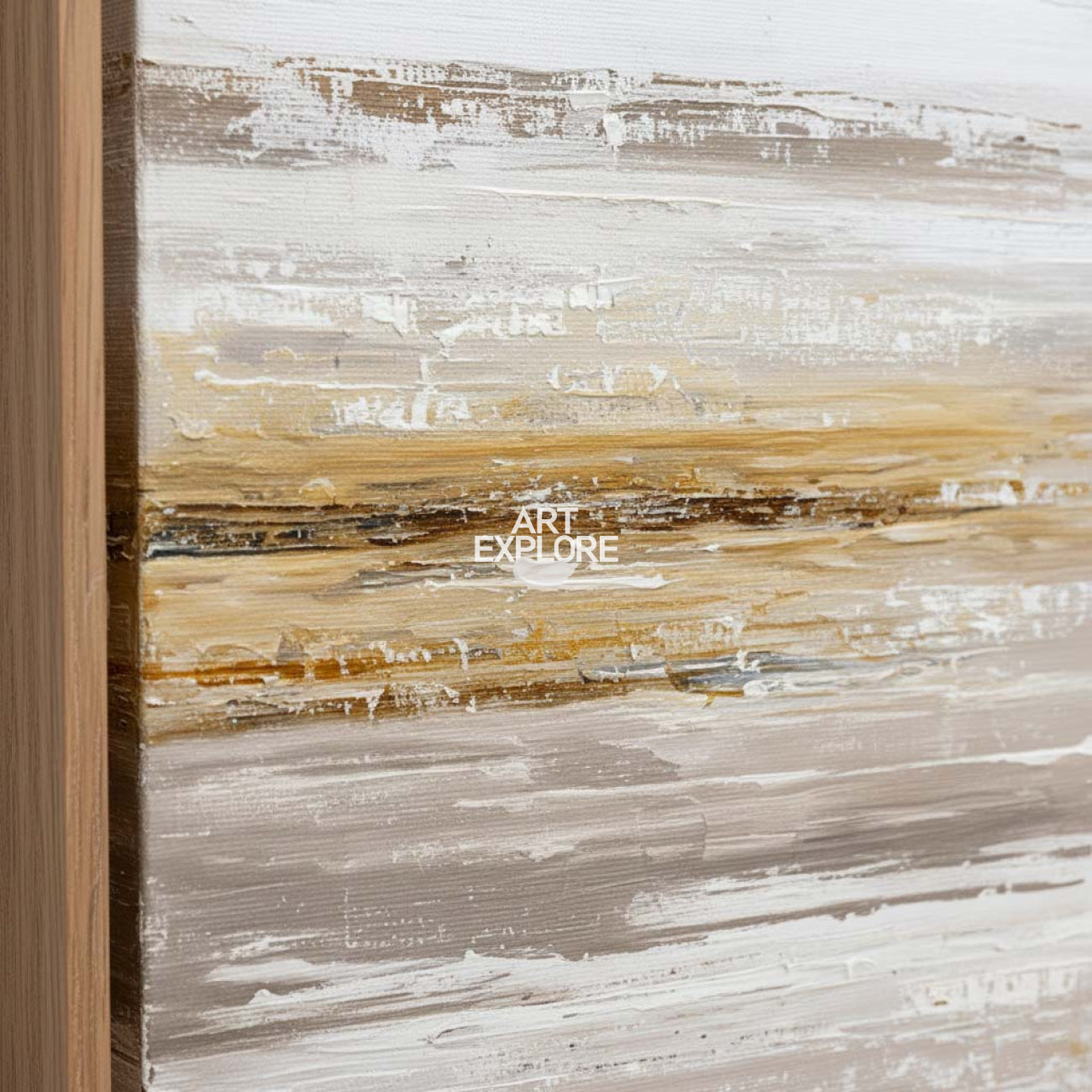 Handmade Beige Wabi-Sabi Texture Painting, Large Minimalist Oil on Canvas ArtExplore