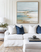Handmade Blue Beige Coastal Abstract Texture Painting for Home Decor – ArtExplore