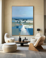 Handmade Blue Field Abstract Art, Large Vertical Wall Decor – ArtExplore