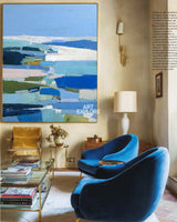 Handmade Blue Green Abstract Painting, Bold Minimalist Decor – ArtExplore