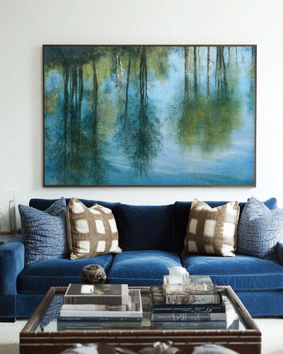 Handmade Blue Landscape Oil Painting for Living Room, Hallway – Modern Minimalist | ArtExplore