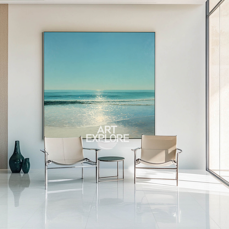 Handmade Blue Ocean Wave Canvas Wall Art for Lounge or Office Decor – ArtExplore