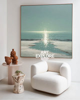 Handmade Blue Sea Wave Wall Art – Light Ripple Coastal Painting | ArtExplore