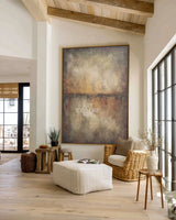 Handmade Brown Texture Canvas | Large Vertical Monochrome Wall Art ArtExplore