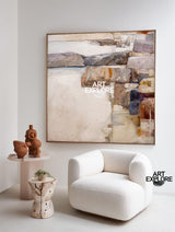 Handmade Brown Wabi-Sabi Texture Art | Modern Square Canvas for Large Walls ArtExplore