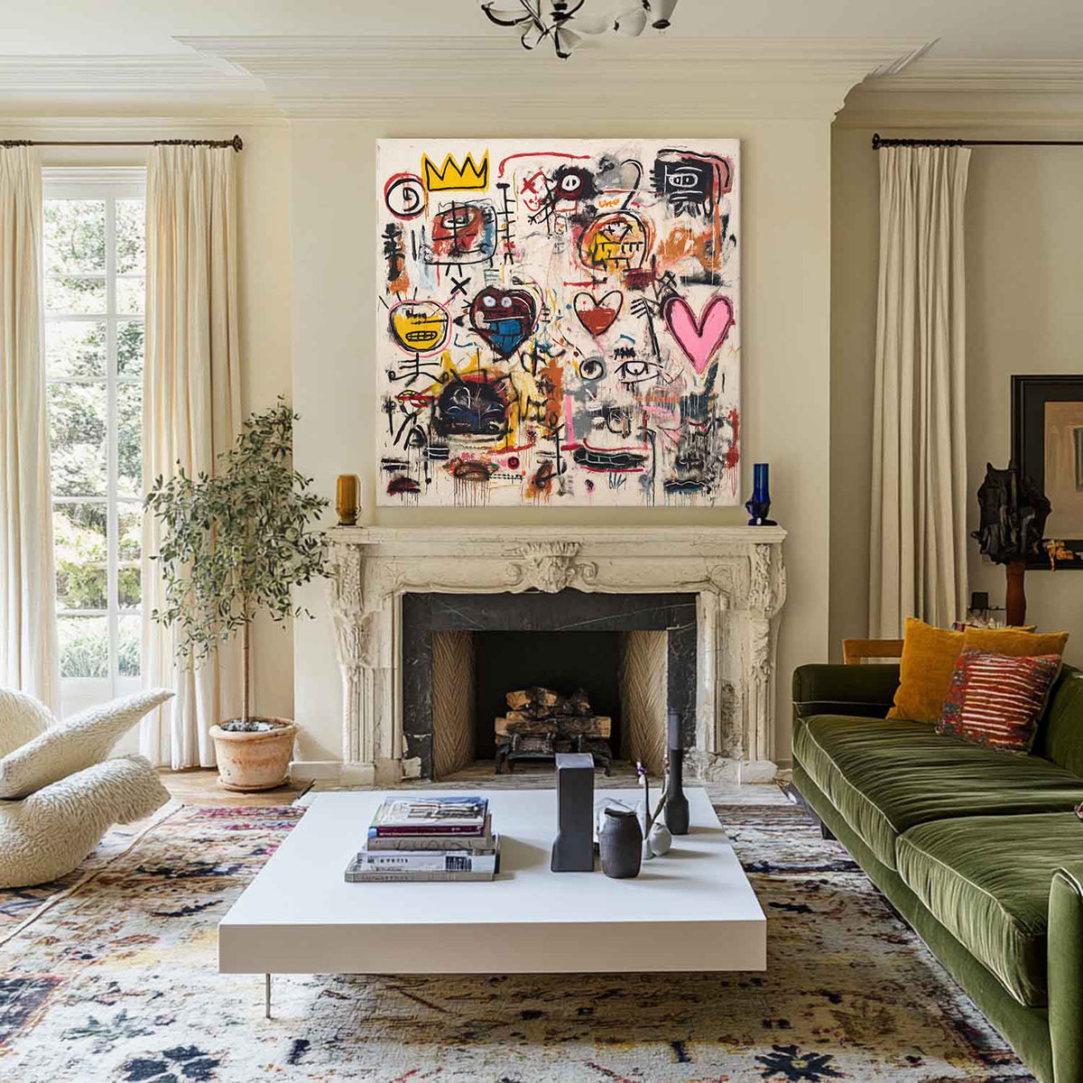 Handmade Graffiti Pop Art – Large Square Canvas for Living Room, Hallway & Bedroom Decor | ArtExplore