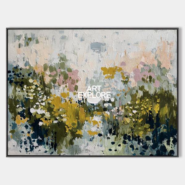 Handmade Green Abstract Knife Painting, Large Textured Wall Art | ArtExplore