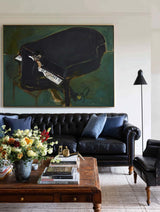 Handmade Green Piano Canvas – Abstract Oil Artwork for Home Decor | ArtExplore