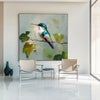 Handmade Hummingbird Oil Painting | Square Large Canvas Wall Art for Modern Interiors