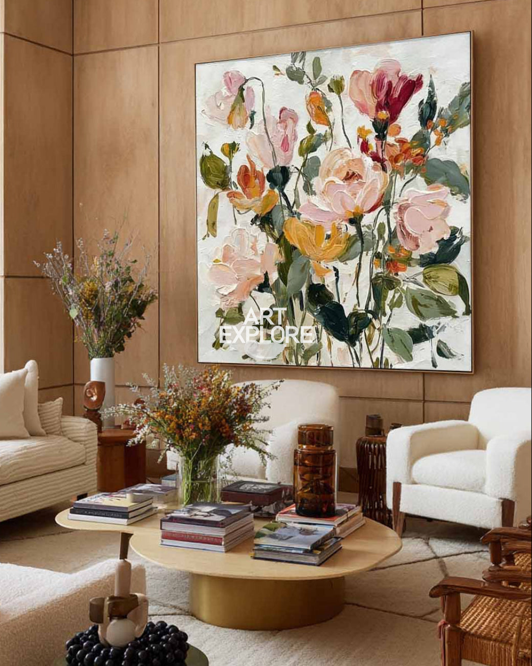 Handmade Impasto Floral Wall Art Colorful Bloom Canvas Painting - ArtExplore