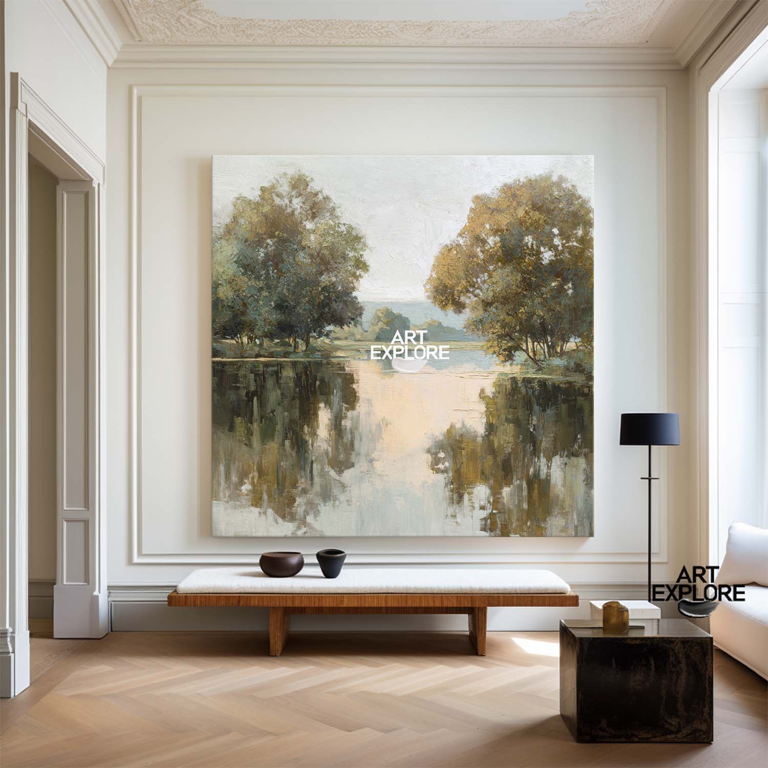 Handmade Lake View Textured Canvas Art for Modern Interiors – ArtExplore