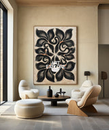 Handmade Large Beige & Black Canvas Art for Office Spaces | ArtExplore