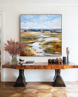 Handmade Large Blue Plains Landscape Textured Art for Modern Home Decor | ArtExplore