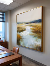 Handmade Large Blue River Landscape Textured Art for Modern Home Decor | ArtExplore