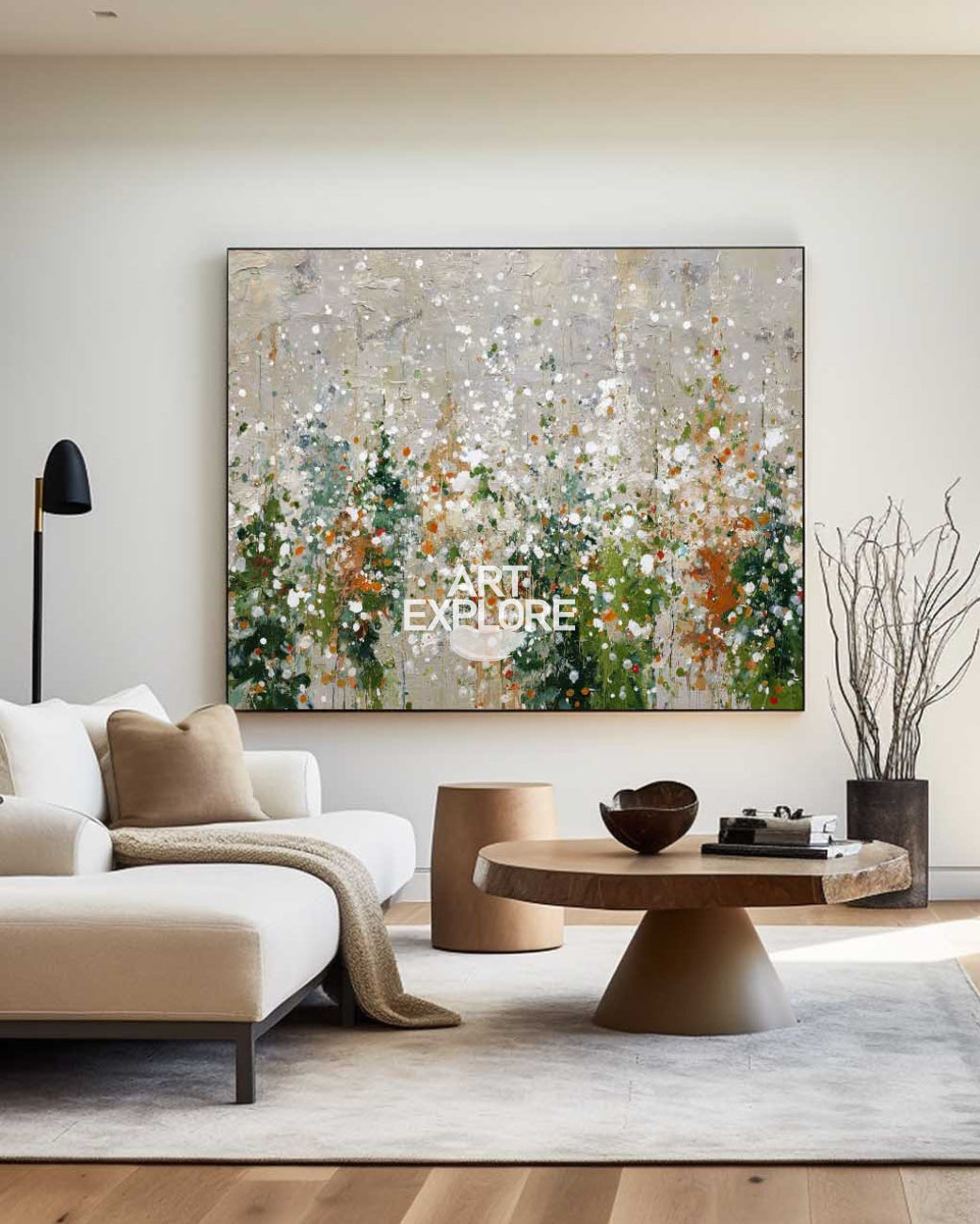 Handmade Large Sage Green Textured Abstract Canvas Art by Wei Pen | ArtExplore