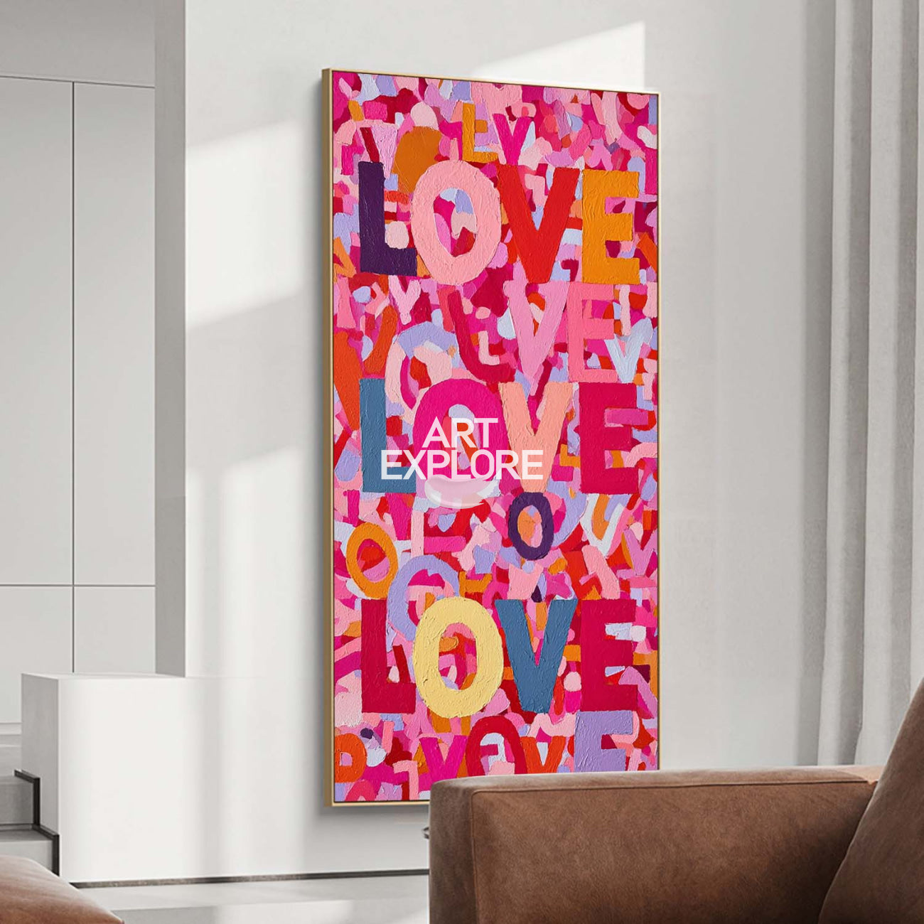 Handmade Love Wall Art - Bold Colorful Textured Minimalist Canvas | ArtExplore