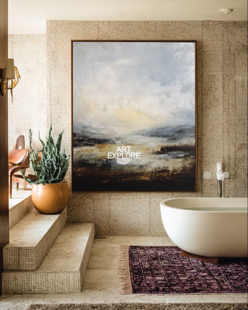 Handmade Luxury Texture Painting | Minimalist Landscape Wall Art | ArtExplore