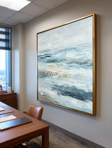 Handmade Minimalist Blue Sea Wave Painting Large Textured Canvas Art ArtExplore