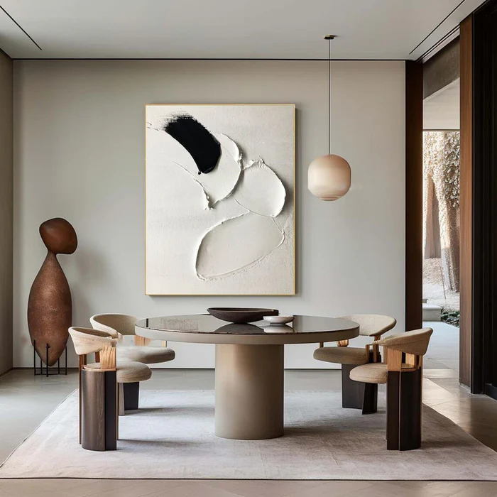 Handmade Minimalist White Oil Painting for Modern Home | ArtExplore Decor