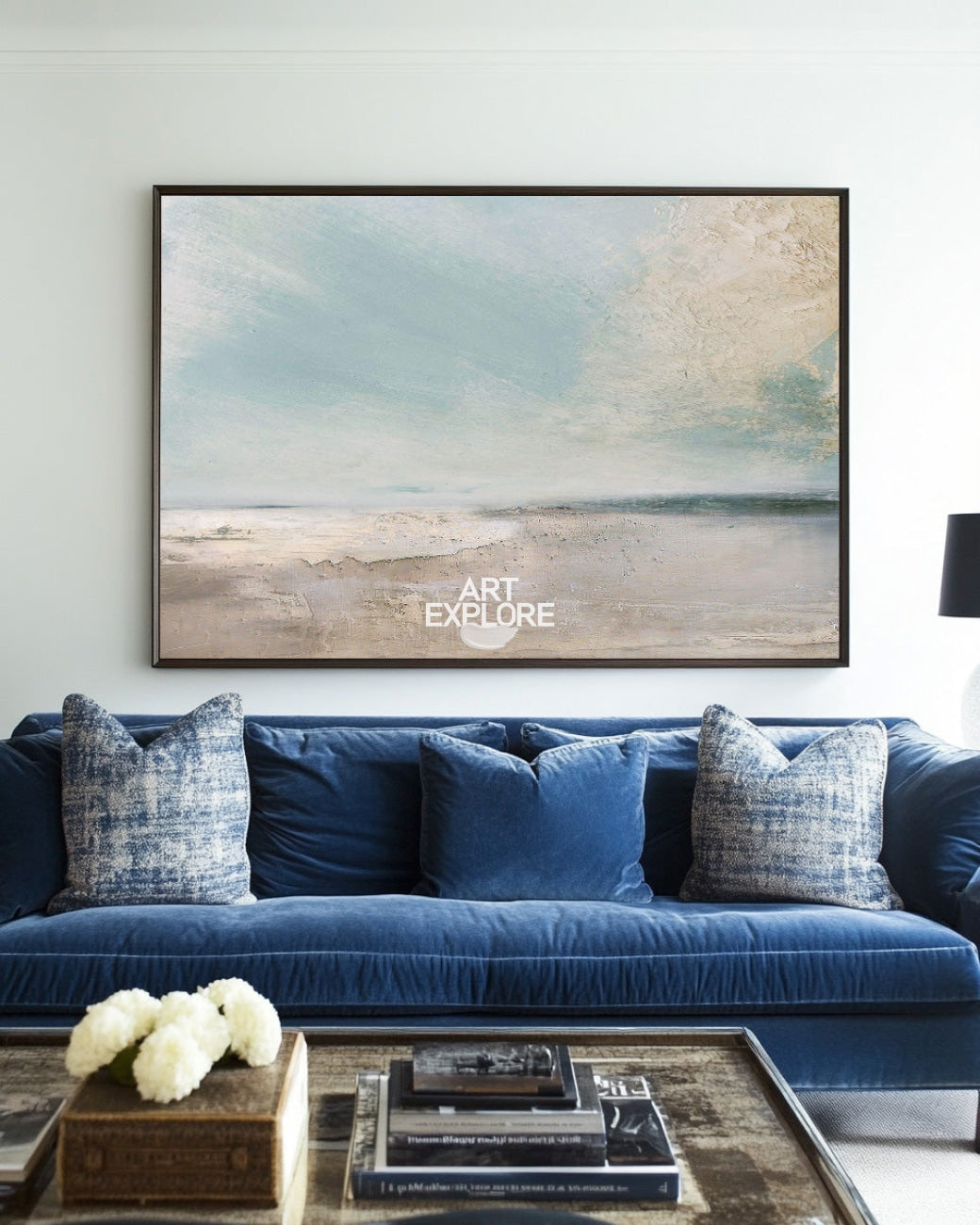 Handmade Ocean View Oil Painting | Neutral Textured Home Decor | ArtExplore