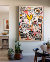 Handmade Textured Abstract Art, Large Vertical Graffiti Oil Painting ArtExplore