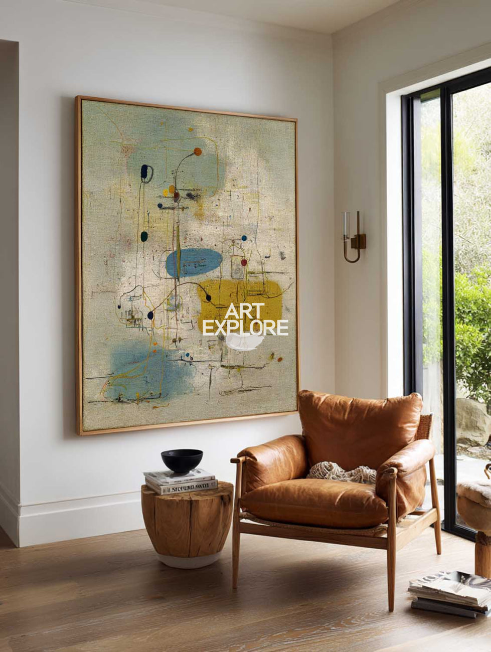 Handmade Textured Sage Green Wall Art Large Wabi-Sabi Abstract Canvas | ArtExplore