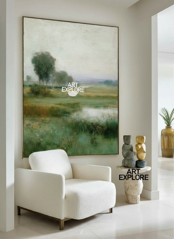 Handmade Vertical Landscape Oil Painting for Modern Home Walls | ArtExplore