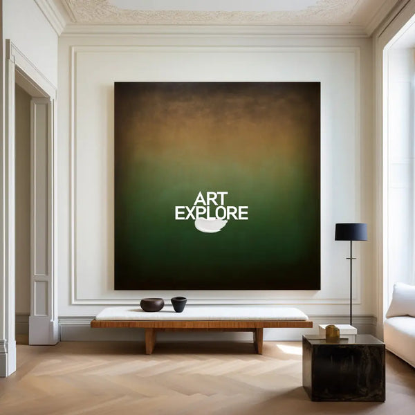 Handmade Wabi-Sabi Green & Brown Wall Art for Living Room | ArtExplore