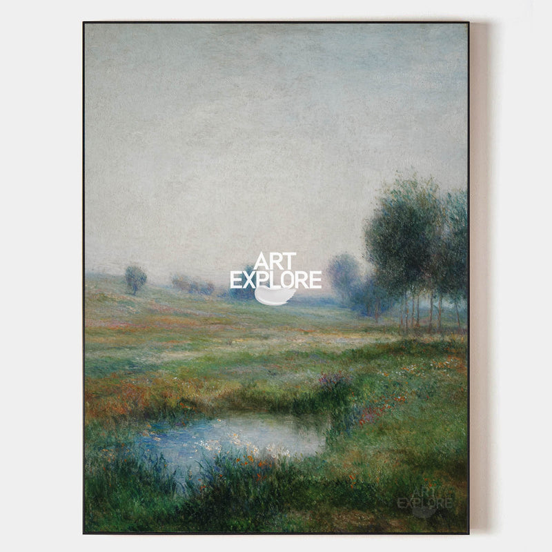 Haze Landscape Vertical Oil Painting for Modern Home Decor | ArtExplore Canvas Wall Art