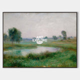 Hazy Green Landscape Wall Art Vertical Oil Painting for Large Space – ArtExplore