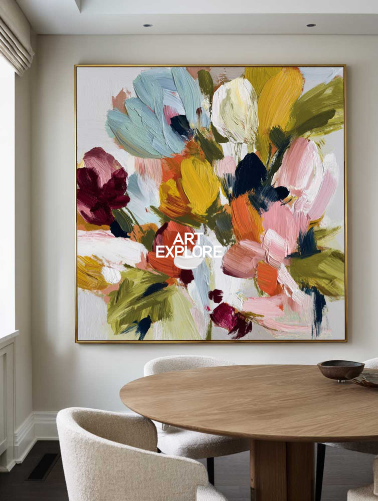 Heavy texture palette knife bloom Flower Painting - Ready to Hang Custom Canvas